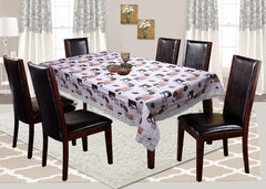 Kuber Industries 60"x 90" Flower Printed PVC Waterproof, Oil Proof, Spill Proof, Wipe Clean 6 Seater Dining Table Cover (Wine & Grey)