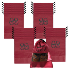 Heart Home Shoe Cover | Travel Shoe Storage Bags | Non-Woven Storage Bag | Shoe Cover with Drawstring | Shoe Organizer with Clear window | Plain | Pack of 24 | Maroon