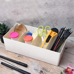 Urbane Home Cloth Storage Box 4 GridDrawer Divider|Wardrobe Organizer For clothes (White)