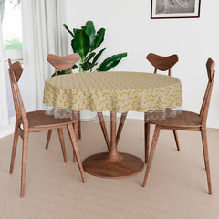 Heart Home Round Table Cover | Table Cloth for Round Tables | 4 Seater Round Table Cloth | Carry Round Kitchen Dining Tablecloth | Tabletop Cover | 60 Inch | Golden