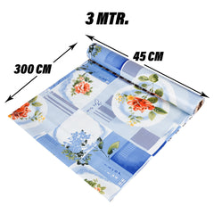Heart Home Shelf Liner | Kitchen Cabinet Shelf Protector | Kitchen Liners for Cabinets and Drawers | Drawer Liner Mat | Flower Check Shelf Liner Roll | Cabinet Mat | 3 MTR | Blue