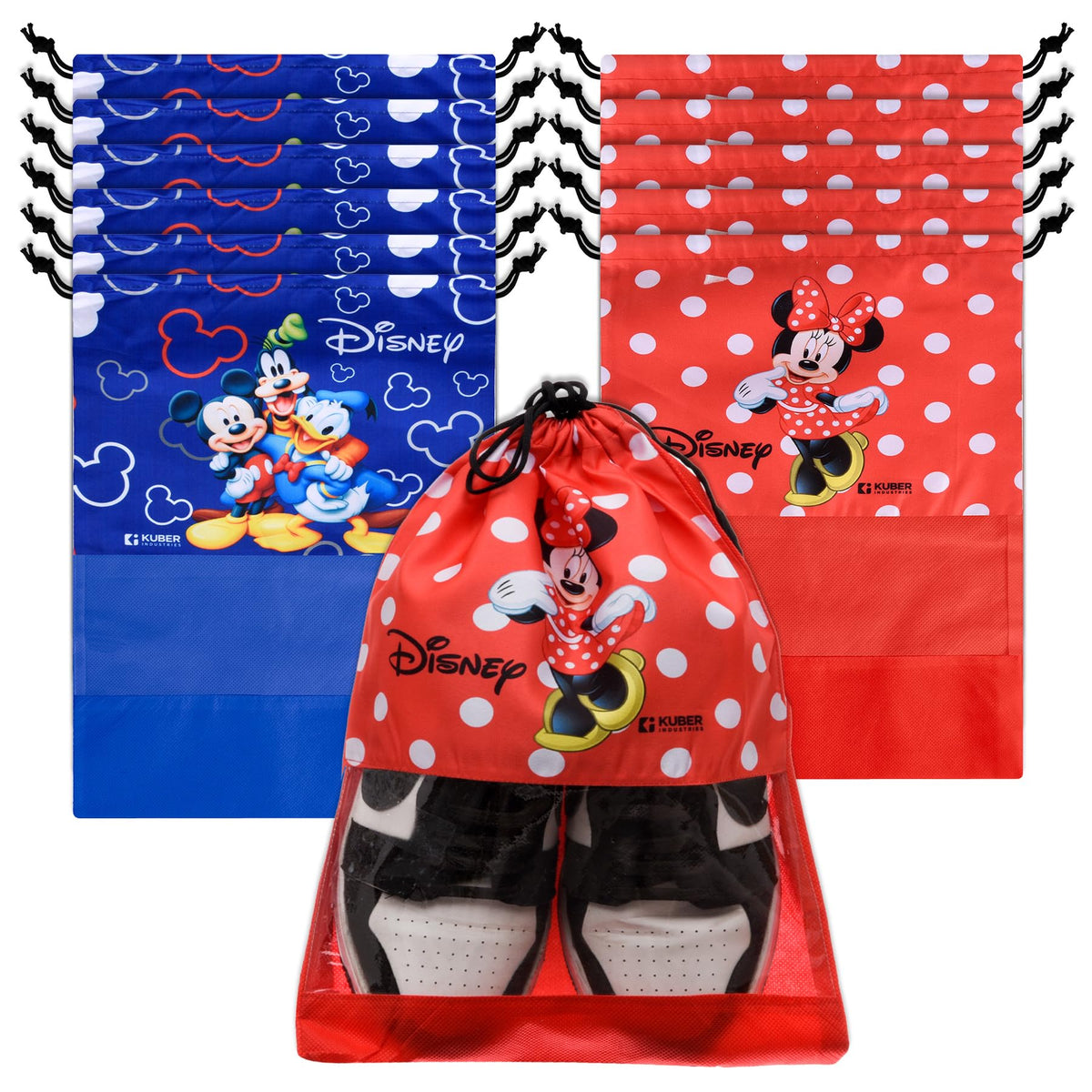 Heart Home Shoe Cover | Travel Shoe Storage Bags | Polyester Storage Bag | Drawstring Shoe Cover | Shoe Organizer with Clear window | Pack of 12 | Multi