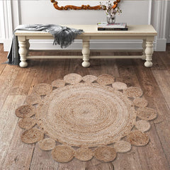 Heart Home Hand Woven Carpet Rugs|Natural Braided Jute Door mat|Multi Round Circle Mat for Bedroom,Living Room,Dining Room,Yoga,92x92 cm,(Brown)