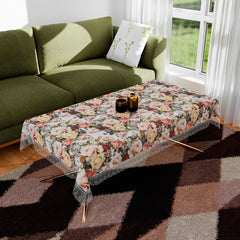 Heart Home Center Table Cover | PVC Table Cloth Cover | 4 Seater Table Cloth | Rose Table Cover | Table Protector | Table Cover for Center Table | 40x60 Inch | CTC | White