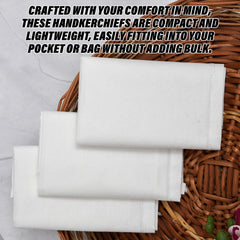 Kuber Industries Handkerchief | Premium Cotton Fabric | Handkerchief for men | Handkerchief for Boys | Men's Handkerchief Set | Plain Hanky Rumal | 4100 | Pack of 12 | White