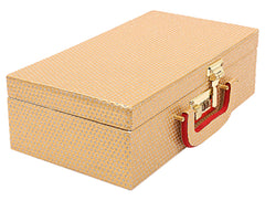 Kuber Industries Multipurpose Wooden Glitter Dot Design 2 Rod Bangle Box/Organizer/Case With Mirror & Number Lock System - Pack of 2 (Gold)-47KM0599