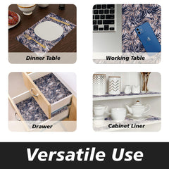 Heart Home Shelf Liner | Kitchen Cabinet Shelf Protector | Kitchen Liners for Cabinets and Drawers | Drawer Liner Mat | Leaf-Design Shelf Liner Roll | Cabinet Mat | 3 MTR | Pack of 3 | Blue