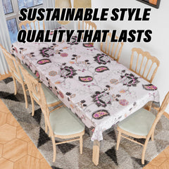Heart Home Dining Table Cover | PVC Table Cloth Cover | 8 Seater Table Cloth | 3D Gulab Table Cover | Table Protector | Table Cover for Dining Table | 60x108 Inch | DTC | Black