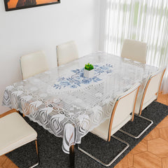 Kuber Industries Dining Table Cover | Cotton Table Cloth Cover | 6-Seater Table Cloth | Glory Table Cover | Table Protector | Table Cover for Dining Table | 60x90 Inch | DTC | White & Blue