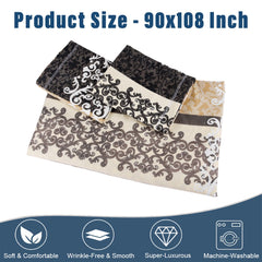 Heart Home Double Bedsheet | Premium Cotton Bedsheet with 2 Pillow Covers | Bedsheet for Bedroom | Bedsheet for Double Bed | Black Patta Box Bedsheet | Cream