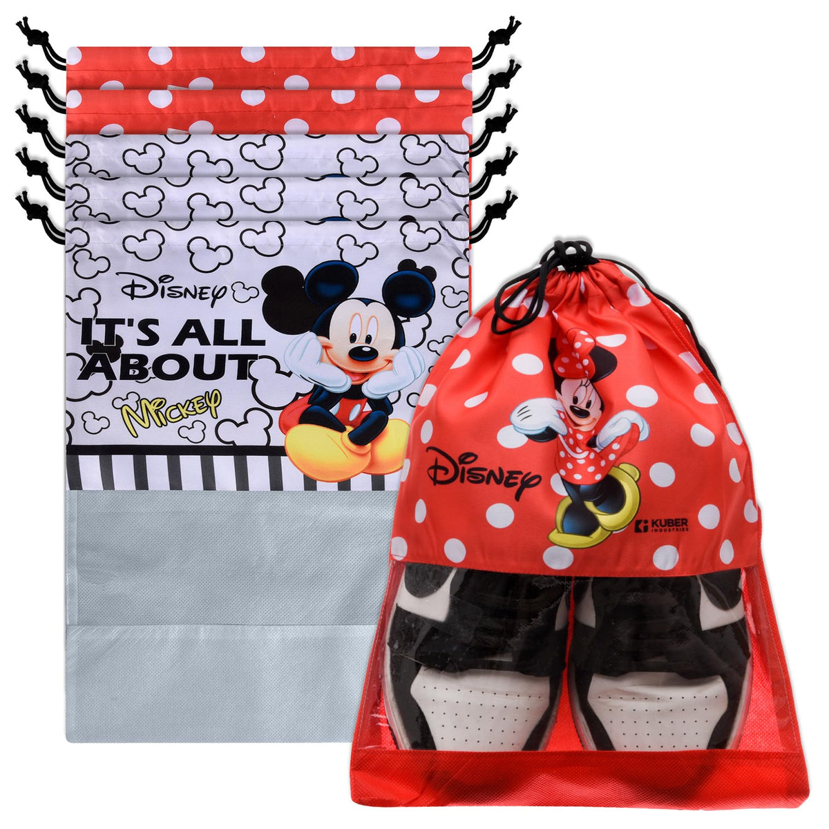 Heart Home Shoe Cover | Travel Shoe Storage Bags | Polyester Storage Bag | Drawstring Shoe Cover | Shoe Organizer with Clear window | Pack of 6 | Multi