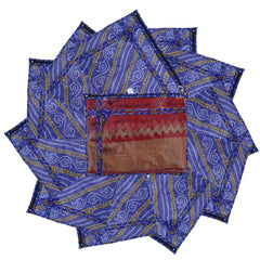 Heart Home Bandhani Print PVC Foldable Single Saree Cover|Clothes Storage For Saree, Lehenga, Suit With Transparent Pack of 6 (Blue)