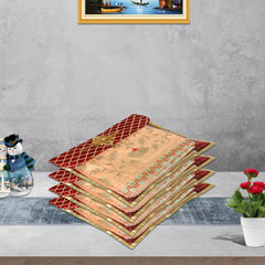 Heart Home Saree Cover | Clothes Storage Bag | Single Packing Saree with Velcro | Wardrobe Organizer | Cloth Stoarge Organizer | Check Jama Brooch-Design | Pack of 6 | Maroon