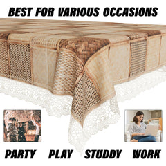 Kuber Industries Dining Table Cover | Kitchen Dining Tablecloth | 4 Seater Center Table Cover | Dining Table Cover for Hall Décor | Chatai Kitchen Tablecloth | 45x70 | Brown