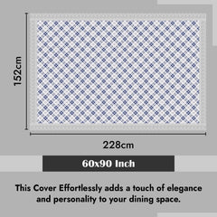 Kuber Industries Dining Table Cover | PVC Table Cloth Cover | 6-Seater Table Cloth | Table Protector Cover | Table Cover for Dining Table | Blue Check Table Cover | 60x90 Inch | DTC | White