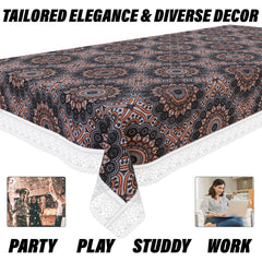 Heart Home Center Table Cover | PVC Table Cloth Cover | 4 Seater Table Cloth | Rangoli Table Cover | Table Protector | Table Cover for Center Table | 40x60 Inch | CTC | Black
