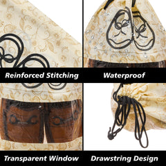 Heart Home Shoe Cover | Travel Shoe Storage Bags | Non-Woven Storage Bags | Shoe Cover with Drawstring | Shoe Organizer with Clear window | Leaf-Design | Pack of 12 | Cream