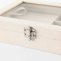 Homestic Pack of 1 Velvet Jewelry Box Organizer | Jewelry Storage Box | Jewelry Organizer | Showcase Holder Dresser Organizer for Earring Necklace Bracelet Ring | YXX-018 | White