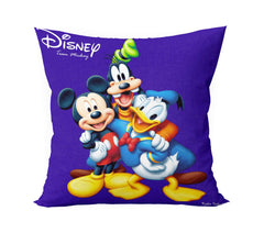 Heart Home Disney Team Minnie Mickey Print Silk Special Long Crush Cushion Covers (16"x16") Set of 3, Royal Blue & Red & Black- HEART1321