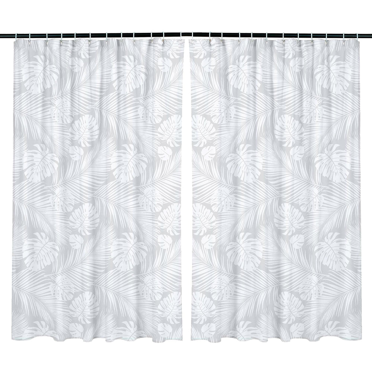 Heart Home Shower Curtain | PVC Shower Curtain with Hooks | Shower Curtain for Bathroom | AC Shower Curtain | Self Leaf Bathroom Shower Curtain | 7 Feet | Pack of 2 | White