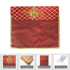 Heart Home Saree Cover | Clothes Storage Bag | Single Packing Saree with Velcro | Wardrobe Organizer | Cloth Stoarge Organizer | Check Jama Brooch-Design | Pack of 6 | Maroon