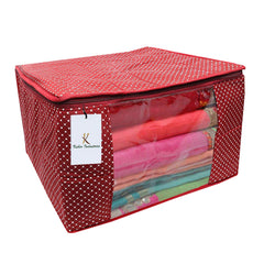 Kuber Industries Cotton 3 Pieces Three Layer Quilted Extra Large Saree Cover (Maroon)-CTKTC025475