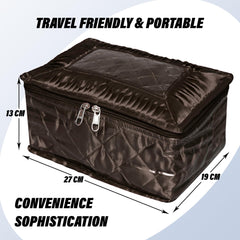 Kuber Industries Makeup Storage Bag | Vanity Organizer | Locker Makeup Kit | Cosmetic Organizer for Travel | Makeup Kit for Woman | 12 Detachable Pouch | Frill Jewellery Organizer | Brown