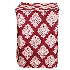 Kuber Industries Floral Design Cotton Top Load Fully Automatic Washing Machine Cover - Maroon, Standard (CTKTC01097)