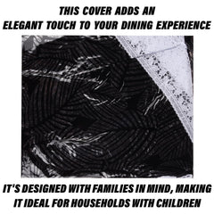 Heart Home Round Table Cover | PVC Table Cloth for Round Tables | 4 Seater Round Table Cloth | Transparent Leaf Kitchen Dining Tablecloth | Tabletop Cover | 60 Inch | Black