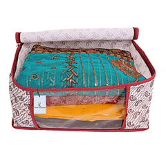 Kuber Industries Kerry 3 Piece Non Woven Saree Cover Set, Maroon,9 Inches Height