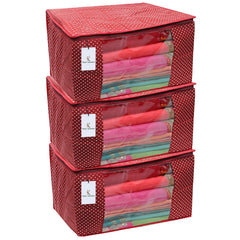 Kuber Industries Cotton 3 Pieces Three Layer Quilted Extra Large Saree Cover (Maroon)-CTKTC025475