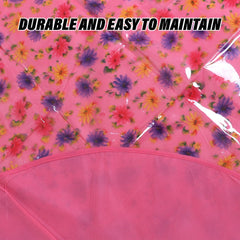 Kuber Industries Food Mat | Floral Design Satin Bed Server | Round Table Placemat | Waterproof Bed Server for Bedsheet | 36 Inch | Pink