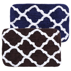 Urbane Home Super Soft Door mat|Microfiber Anti-Slip Water Absorbant Fluffy Floor Mat|Entrance Mat for Kitchen,Bedside,Door,Living Room,60x40 cm,Pack of 2|Blue and Brown
