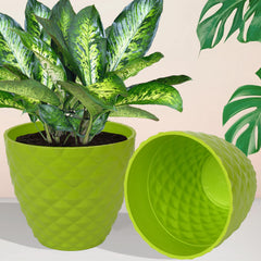Heart Home Flower Pot | Flower Planter Pots for Indoor | Flower Pots for Outdoor | Pot for Garden & Balcony Flowering | Flower Plants Pot | Diamond Flower Pot | 6 Inch | Pack of 2 | Green
