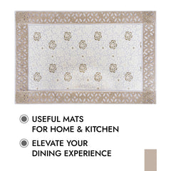 Heart Home Placemat | Placemats for Dining Room | Desginer Table Mat Set | Placemats for Kitchen Table | Dining Table Mats | Gulab Maiva Placemat | 6 Piece Set | Cream