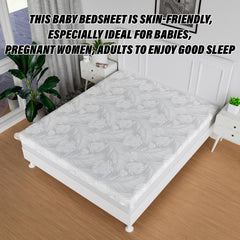 Kuber Industries Bedsheet | Baby Plastic Sheet | Crib Sheet for Baby | Baby Mattress Sheet for Baby | Mattress Protector Bedsheet | Bed Protector Sheet | Self Leaf | 80x80 Inch | White