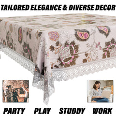 Heart Home Table Cover | PVC Dining Table Cover | Table Cloth | Center Table Cover | Table Cover for Kitchen Table | 3D Gulab Table Cover for Hall Décor | 54 Inch | Black