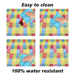 Heart Home Food Mat | Bedsheet Protector for Home | Reversible Bed Server Mat | Check-Design Mattress Protector for Home | Food Mat for Kids | 92 cm | Yellow