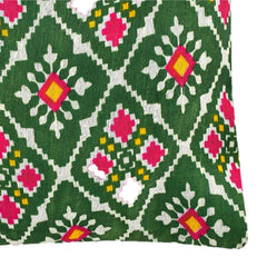 Kuber Industries Potli | Silk Wedding Potli | Drawstring Closure Potli | Wallet Potli | Christmas Gift Potli | Baby Shower Potli | Medium-Patola-Print Potli | 7x9 Inch | Pack of 4 | Green