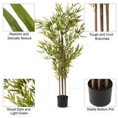 Homestic Bamboo Artificial Tree | Faux Bamboo Plant with Pot | 150 CM Plant | Tall Plant for Home Decoration | Silk Plant with 7 Trunks | Plastic | Bamboo | FH-Z150 |Green