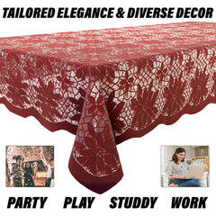 Kuber Industries Dining Table Cover | Cotton Table Cloth Cover | 6-Seater Table Cloth | Plain Jasmin Table Cover | Table Protector | Table Cover for Dining Table | 60x90 Inch | DTC | Maroon