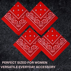 Kuber Industries Handkerchief | Premium Cotton Fabric | Women's Handkerchief | Ladies Rumal | Women's Hankies | Hankies for Girls | Carry Print Hanky | 2 Piece Set | Extra Large | Red