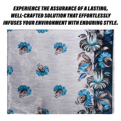 Kuber Industries Center & Dining Table Cover Set | Center & Dining Table Cover | Blue Digital Flower Table Cover | Table Protector | Table Cover for Dining & Center | Gray