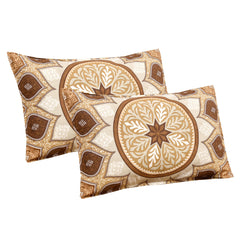 Heart Home Double Bedsheet with 2 Pillow Covers | 160 TC Premium Cotton Bedsheet for Double Bed | Bedsheet for Living Room-Home & Hotels | Kaleen Leaf Flower | 100x108 Inch | Brown