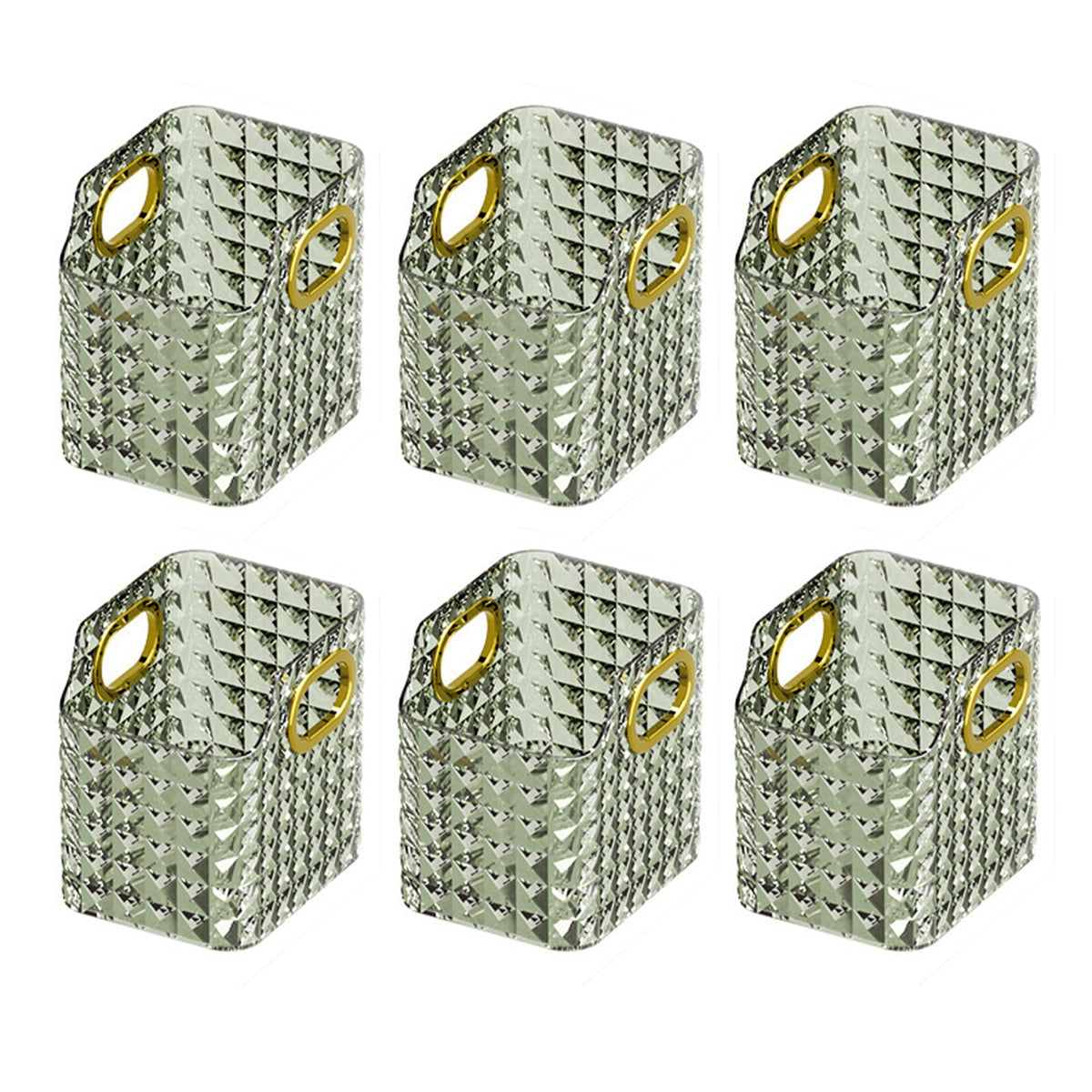 Kuber Industries Pack of 6 Makeup Desk Organizer | Diamond Cut Glass Finishing ABS | Multipurpose Cosmetic Organiser | large capacity | Skin Care Products Holder for Dressing Table | Dark Green