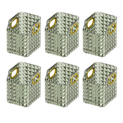 Kuber Industries Pack of 6 Makeup Desk Organizer | Diamond Cut Glass Finishing ABS | Multipurpose Cosmetic Organiser | large capacity | Skin Care Products Holder for Dressing Table | Dark Green
