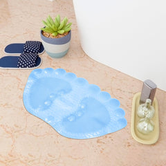 Heart Home Bath Mat | PVC Bathroom Mat | Shower Bath Mat | Foot Shape Bath Tub Mat | Foot Massager Mat | Anti-Skid Floor Mat | Shower Mat | Pack of 2 | Sky Blue
