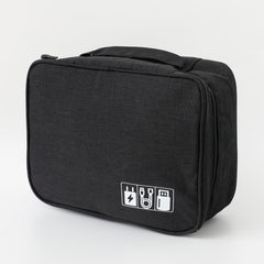 Homestic Travel Organizer For Electronic Accessories|Multipurpose Pouch|Adapter, Cable, Gadget Organizer|Two Comparment With Zipper|Great For Traveling (Black)