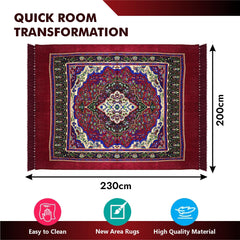 Heart Home Carpet|Velvet Carpet-Rug for Home Décor|Carpet Rug for Bedroom|Printed Carpet for Living Room|Prayer-Yoga Mat|Carpet for Hall|6.5x7.5 Ft|Maroon