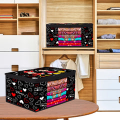 Heart Home Saree Cover | Zip Closure Saree Cover | Clothes Storage Bag | Wardrobe Organiser | Transparent Window Saree Cover | Disney Mickey-Print | 9 inch | Pack of 6 | Black